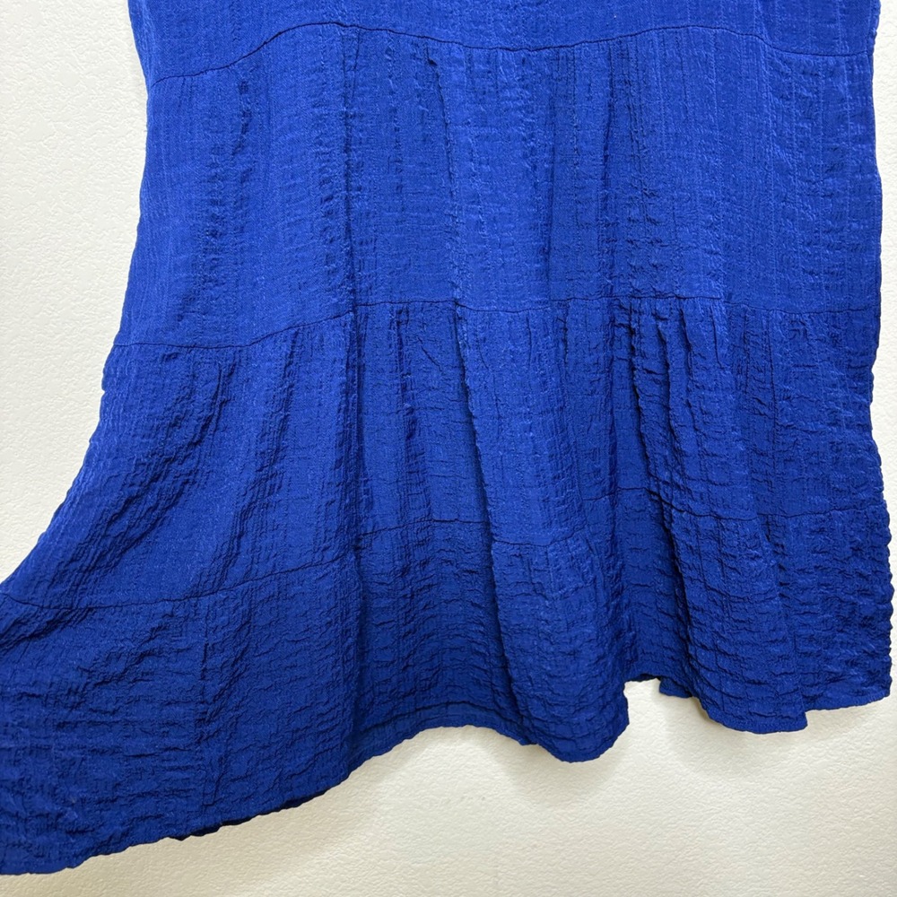 Knox Rose Royal Blue Crinkle Gauze Tiered Sleeveless Babydoll Mini Dress XL - Picture 5 of 7